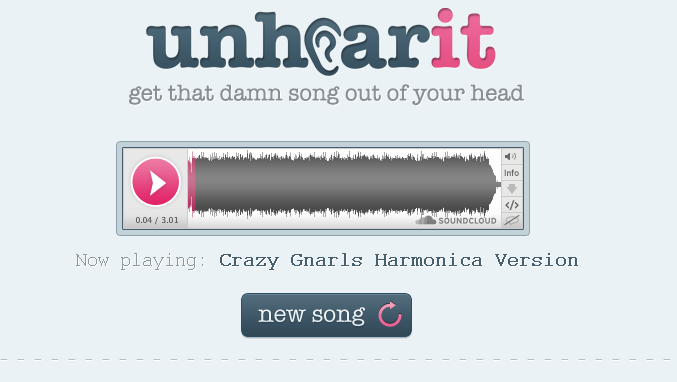 Unhearit : Ne plus avoir cette satanée mélodie dans la tête Dans la série des sites insolites, unhearit.com vaut le coup d’oeil. Parfois, nous avons tous une chanson que nous ne parvenons pas à nous sortir de la tête. On commence...