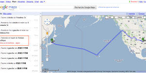 Google Map Itinéraire : Quand Google vous demande de traverser l’océan Pacifique en Kayak !